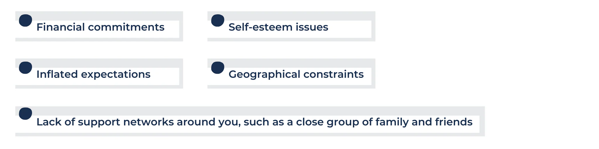 Personal circumstances that may hinder your success rates