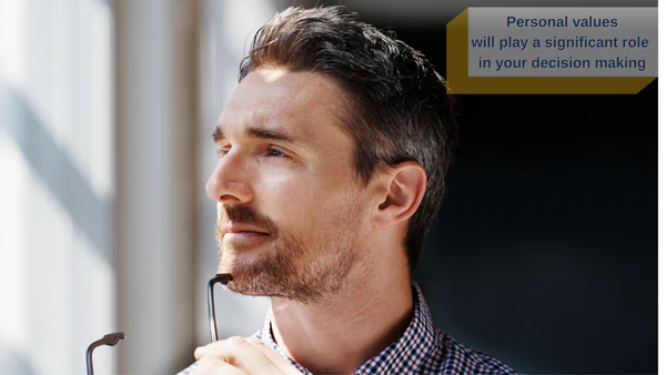personal values will play a significant role in your decision making