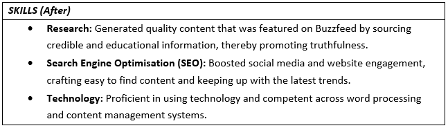 Resume After Skills example