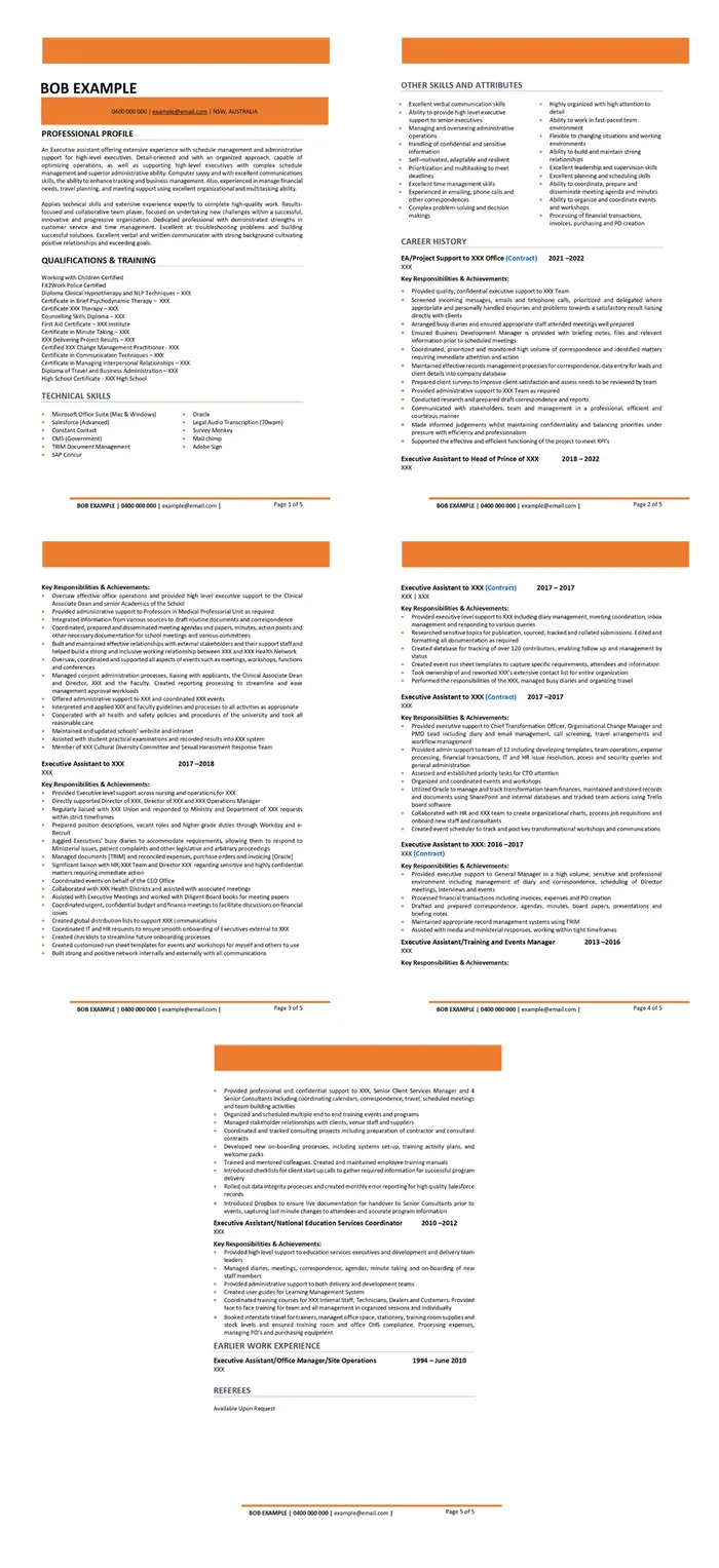 Administration Resume Example (Before)