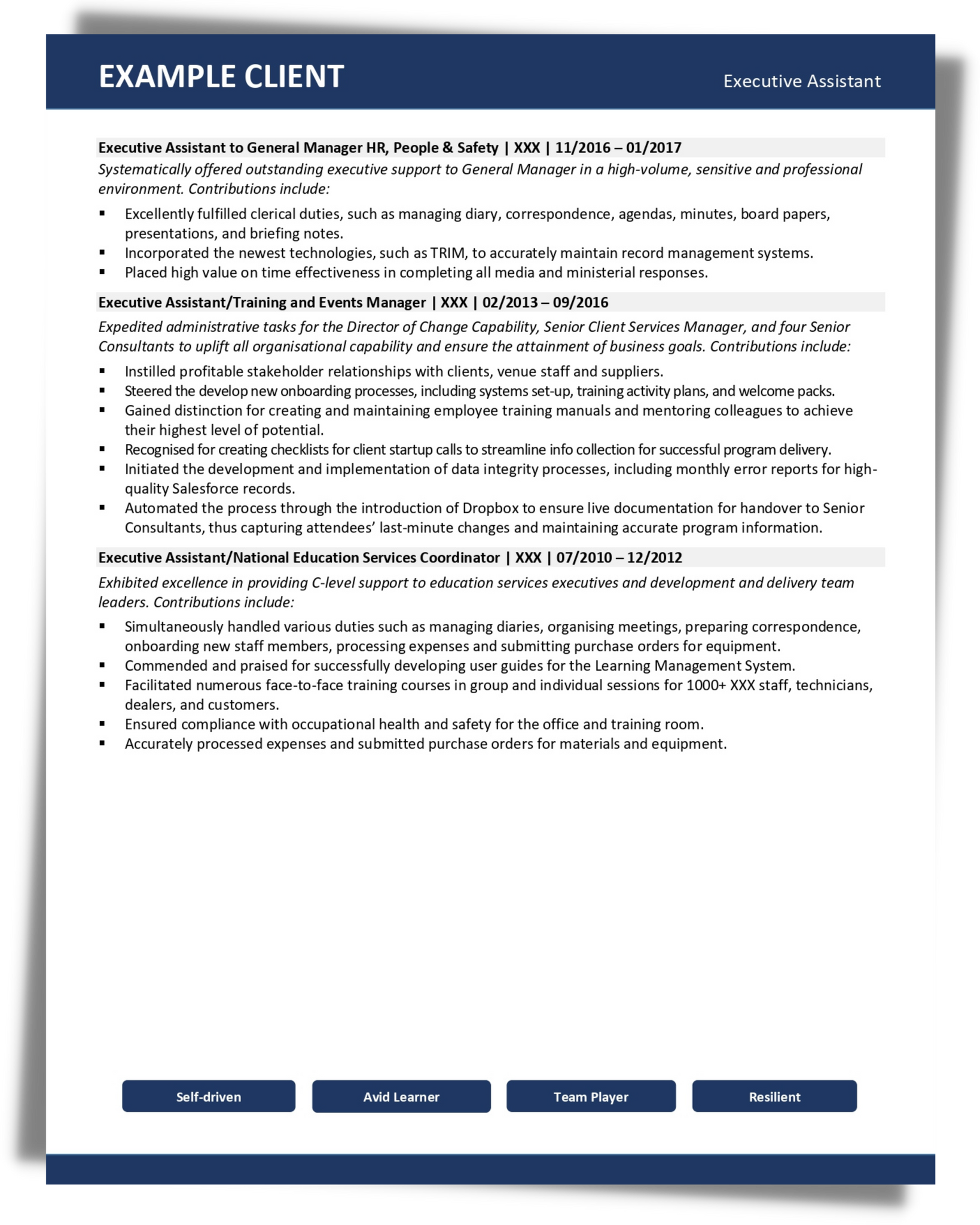 Administration Resume Example