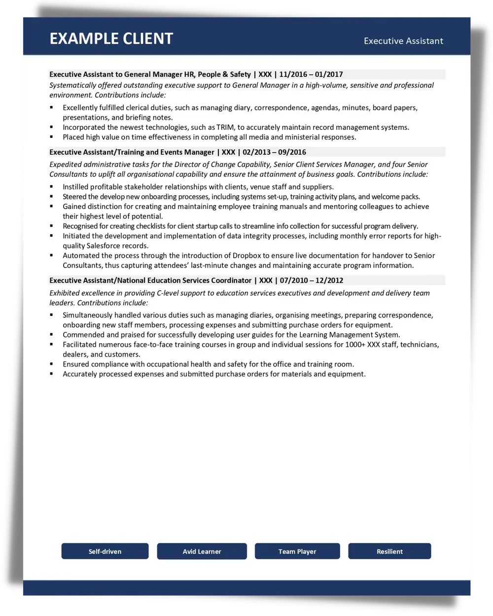 Administration Resume Example