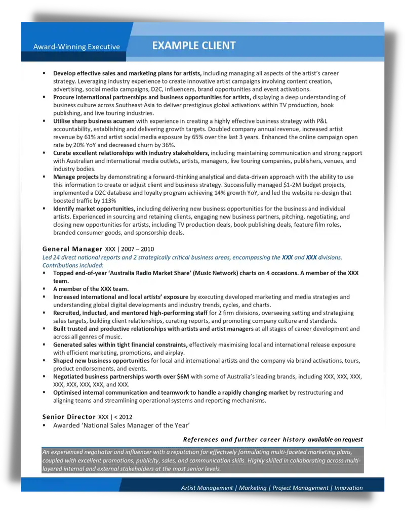 Advertising, Arts, and Media Industry Resume Example (After)