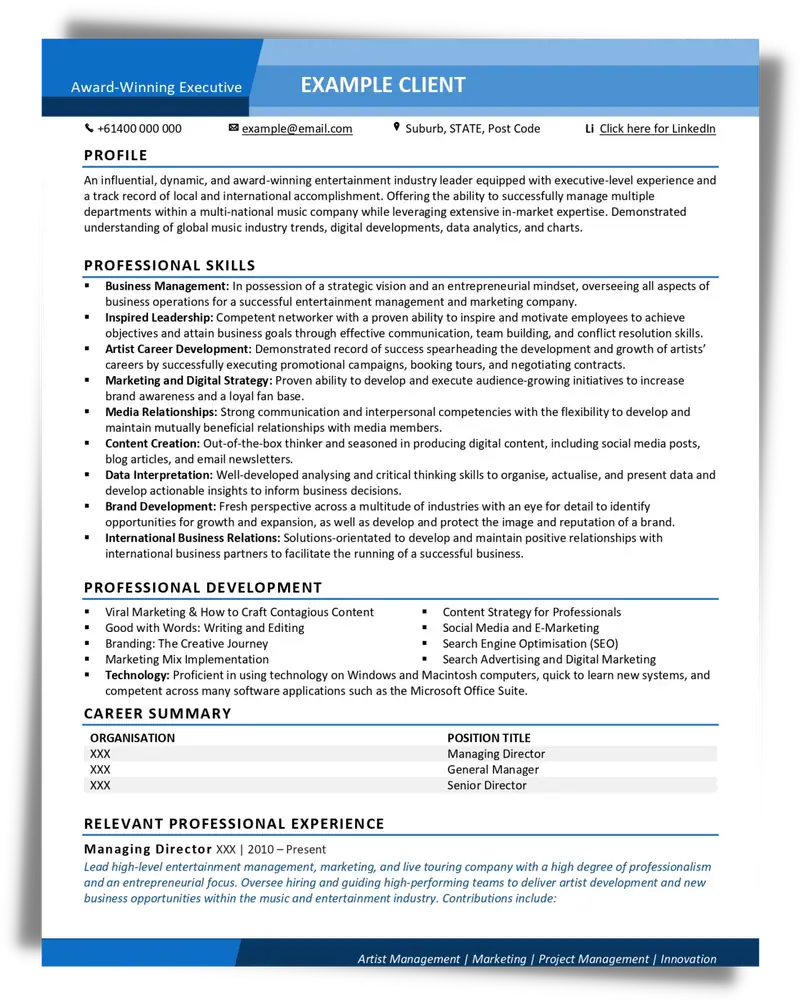 Advertising, Arts, and Media Industry Resume Example (After)