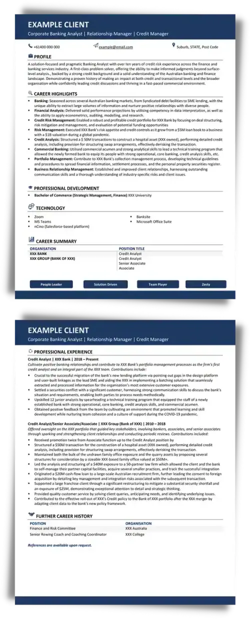 Banking & Financial Resume Best Example